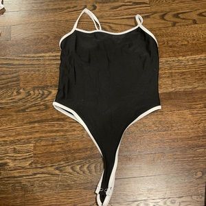 Open back black and white bodysuit